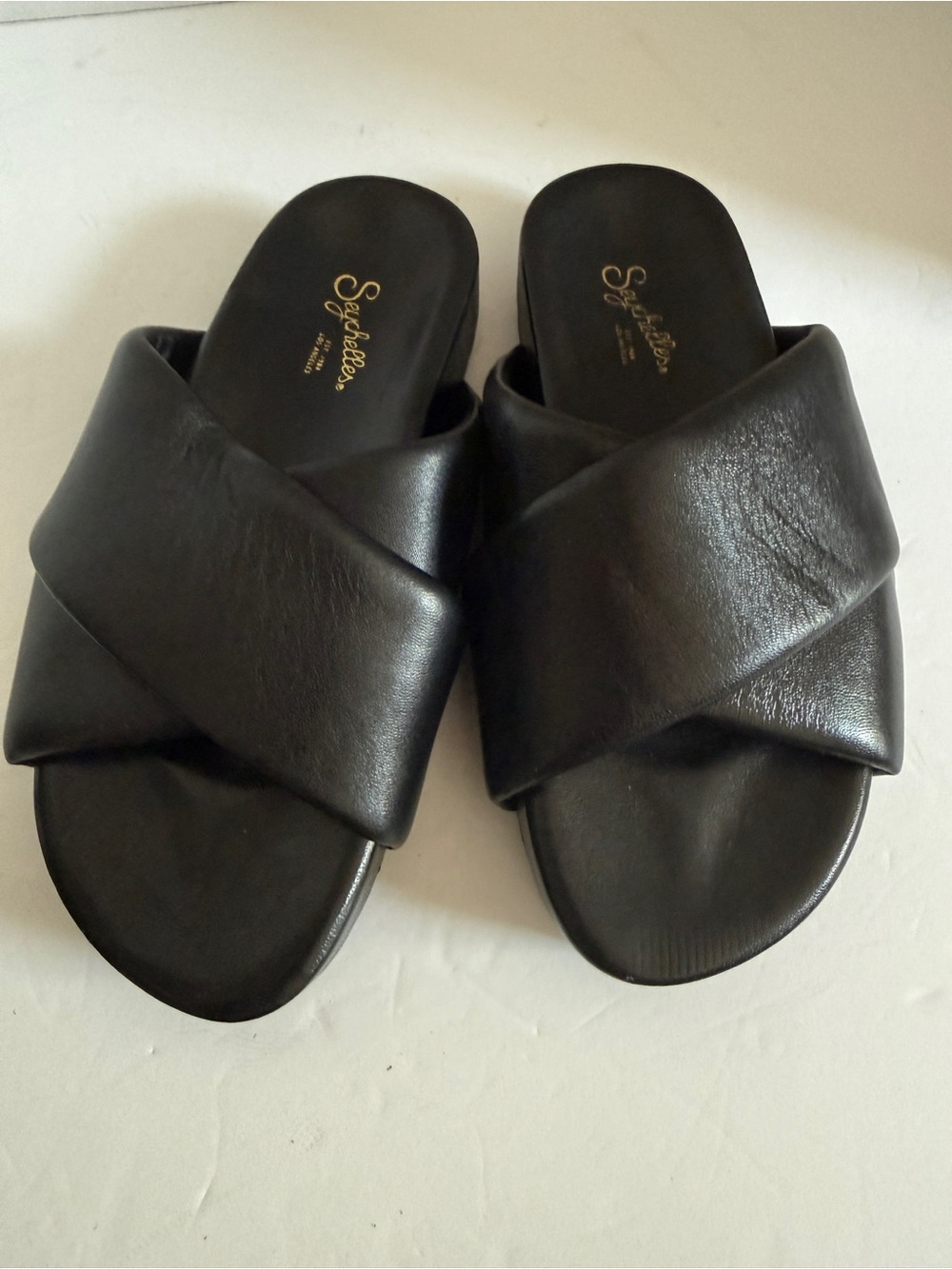 Seychelles Black Crisscross Platform Slide Sandals women size 6 - Picture 6 of 10